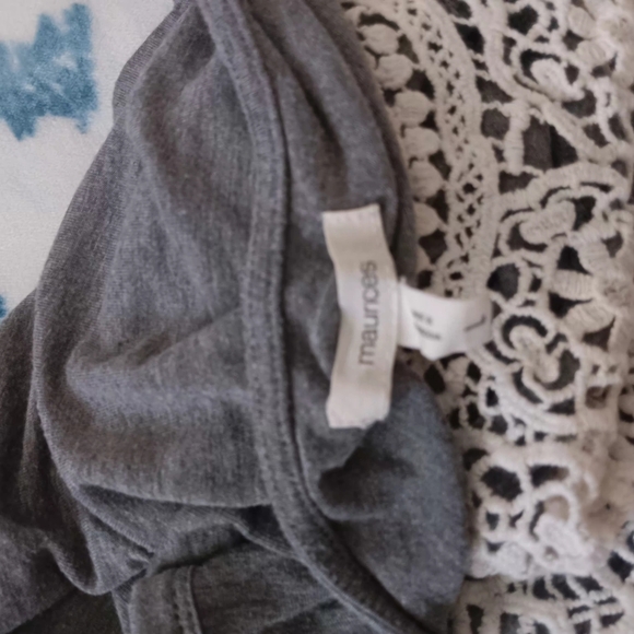 Maurices Gray Tank Top with White Crochet Yoke - Picture 8 of 9